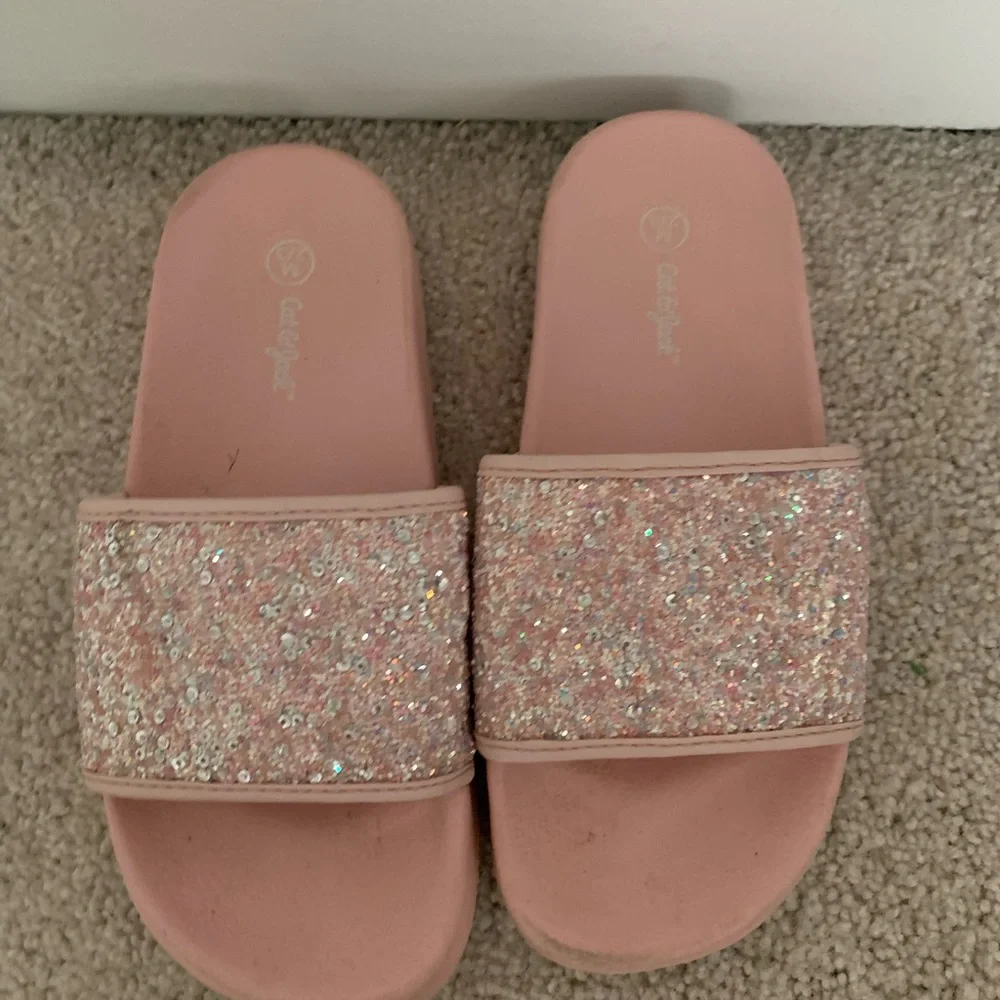 Cat & Jack Girls Pink Glitter Slides: SiZe 2/3 - Picture 2 of 7
